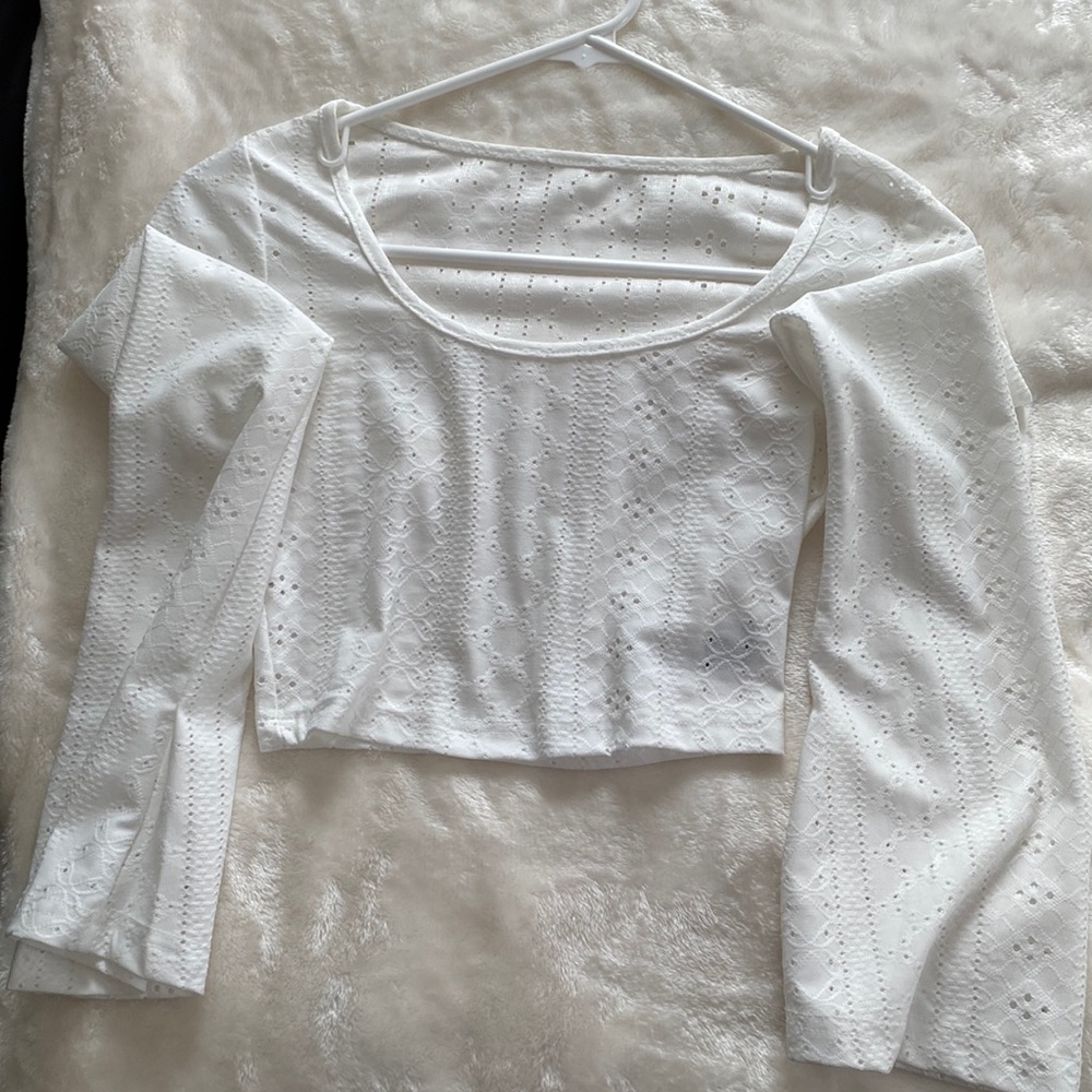 white knit top